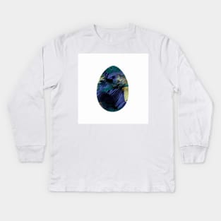 Easter egg - textured blue smears isolated on white background. Watercolor colorful textured painting. Design for background, cover and packaging, Easter and food illustration, greeting card. Kids Long Sleeve T-Shirt